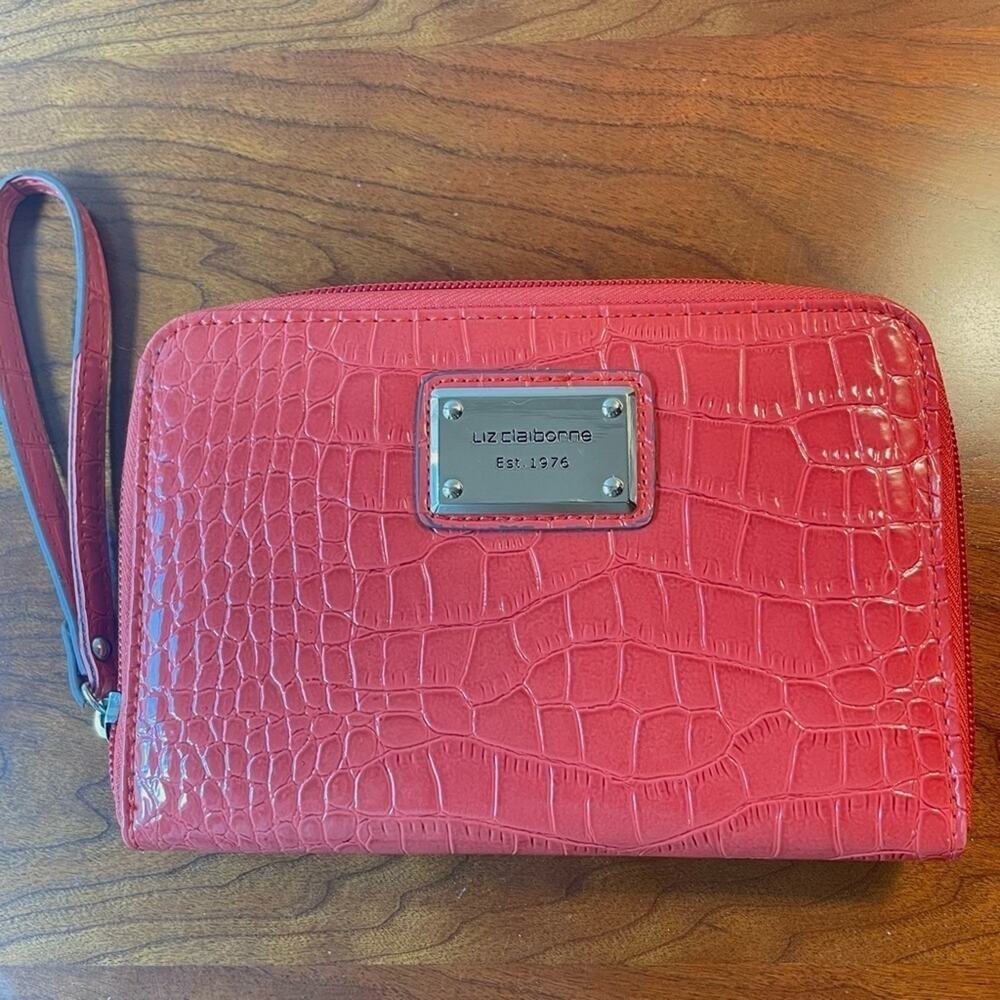 Liz Claiborne‎ Orange Faux Alligator Wristlet
